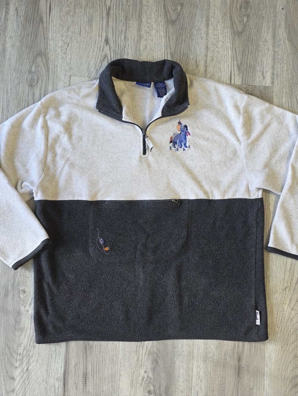 Vintage Disney Pooh Reversible Fleece Pullover Large